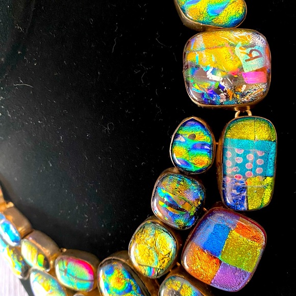 SALE!!! Dichroic Glass inlaid in 925 Sterling Magnificent, one of a kid piece - Picture 4 of 13